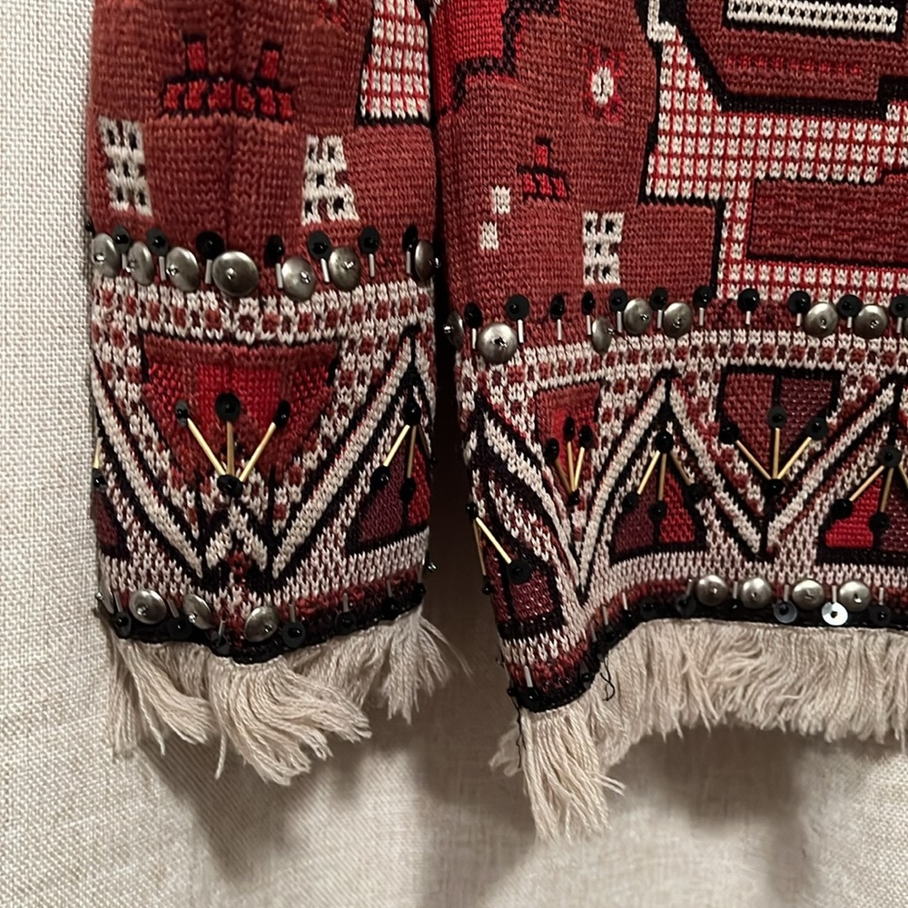 Tory Burch Red Tapestry Wool Sweater Size Small - Picture 7 of 12